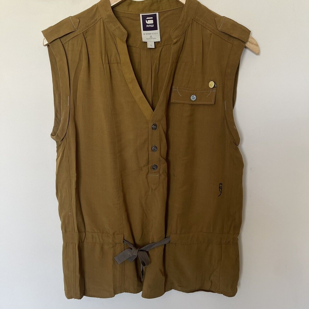 G-Star Khaki Buttoned Tank Top